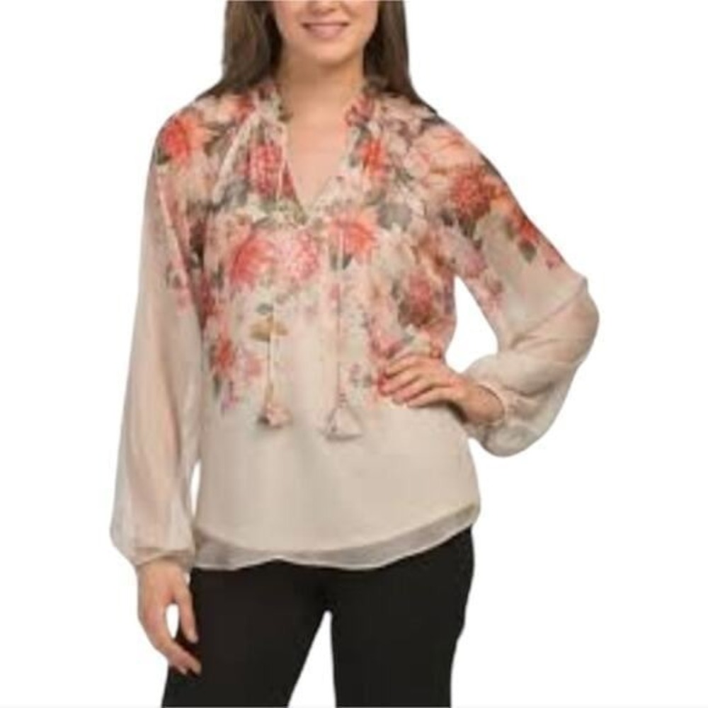 Harper & Blair Victorian Floral Long Sleeve Peasant Boho Blouse Size Large‎ XL